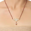 GOLD PLATED PURNA WHTE LOTUS KUNDAN PENDANT NECKLACE SET