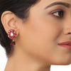 GOLD PLATED PURNA RUBY ZIRCON PENDANT NECKLACE SET