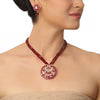 GOLD PLATED PURNA RUBY ZIRCON PENDANT NECKLACE SET
