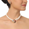 GOLD PLATED PURNA NAVRATTAN PENDANT NECKLACE SET