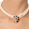 GOLD PLATED PURNA NAVRATTAN PENDANT NECKLACE SET