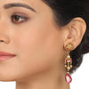GOLD PLATED PURNA RED KUNDAN PEACOCK NECKLACE SET