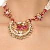 GOLD PLATED PURNA RED KUNDAN PEACOCK NECKLACE SET