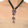 SILVER PLATED PURNA PURPLE GREEN VICTORIAN NECKLACE SET