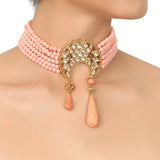 PINK CORAL KUNDAN CHOKER SET