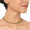 GOLD PLATED PURNA RED GREEN NECKLACE SET
