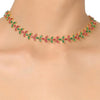 GOLD PLATED PURNA RED GREEN NECKLACE SET