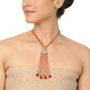 GOLD PLATED PURNA CORAL ZIRCON NECKLACE SET