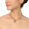SILVER & GOLD PLATED PURNA CITRINE ZIRCON NECKLACE SET