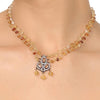 SILVER & GOLD PLATED PURNA CITRINE ZIRCON NECKLACE SET