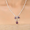 SILVER PLATED PURNA WHITE ZIRCON NECKLACE SET