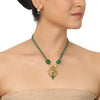 GOLD PLATED PURNA GREEN TEMPLE NECKLACE SET