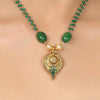 GOLD PLATED PURNA GREEN TEMPLE NECKLACE SET