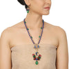 GOLD PLATED PURNA BLUE KUNDAN PEACOCK NECKLACE SET