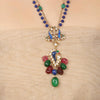 GOLD PLATED PURNA BLUE KUNDAN PEACOCK NECKLACE SET