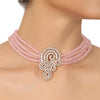 GOLD PLATED PURNA PINK STUDDED NECKLACE SET
