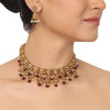 GOLD PLATED PURNA RUBY NECKLACE SET