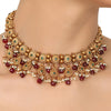 GOLD PLATED PURNA RUBY NECKLACE SET