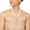 Gold Plated Deva Lakshmi White Enamel Kundan Necklace Set