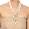 Gold Plated Deva Lakshmi White Enamel Kundan Necklace Set