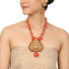 Gold Plated Deva Lakshmi Coral  Necklace Set