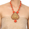 Gold Plated Deva Lakshmi Coral  Necklace Set