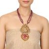 Gold Plated Deva Kundan Krishna  Ruby Pendant Necklace