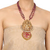 Gold Plated Deva Kundan Krishna  Ruby Pendant Necklace