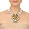 Gold Plated Deva Lakshmi Green Enamel Kundan Necklace