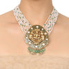 Gold Plated Deva Lakshmi Green Enamel Kundan Necklace