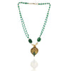 GOLD PLATED PURNA GREEN TEMPLE NECKLACE SET