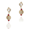 GOLD PLATED PURNA WHTE LOTUS KUNDAN PENDANT NECKLACE SET