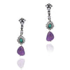 SILVER PLATED PURNA PURPLE GREEN VICTORIAN NECKLACE SET
