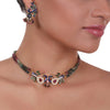 Gold Plated Celestial Tourmaline Peacock Choker Set