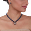Gold Plated Celestial Blue Onyx Round Necklace Set.