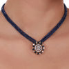 Gold Plated Celestial Blue Onyx Round Necklace Set.