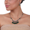 Silver Plated Celestial Zircon Green Onyx Necklace Set