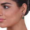 Silver Plated Celestial Zircon Green Onyx Necklace Set