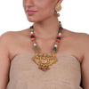 Gold Plated Sankranti Temple Laxmi Navrattan Necklace Set