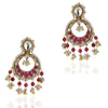 Gold & Silver Plated Mishran Red Kundan Chandbali Earrings