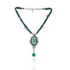 Gold & Silver Plated Mishran Signature Carved Green Onyx Necklace Set