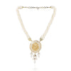 Gold Plated Deva Lakshmi White Enamel Kundan Necklace Set