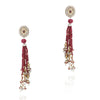 Gold & Silver Plated Mishran Kundan Ruby Tassel Earrings
