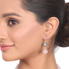 Silver Plated Dor Rose Quartz Zircon Ball Necklace Set