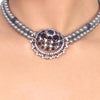 Silver & Gold Plated Samastham Iolite Victorian Necklace Set