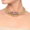 Gold Plated Samastham Wicker Kundan Necklace Set