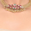 Gold Plated Samastham Wicker Kundan Necklace Set