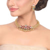 Gold Plated Samastham Wicker Kundan Necklace Set