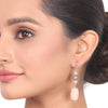 Silver Plated Samastham Pink Carved Coral Zircon Ball Necklace Set