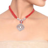 Silver Plated Samastham Coral Zircon Necklace Set